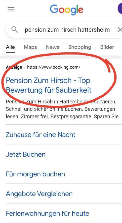 Hotel-Pension Zum Hirsch 哈特斯海姆 外观 照片